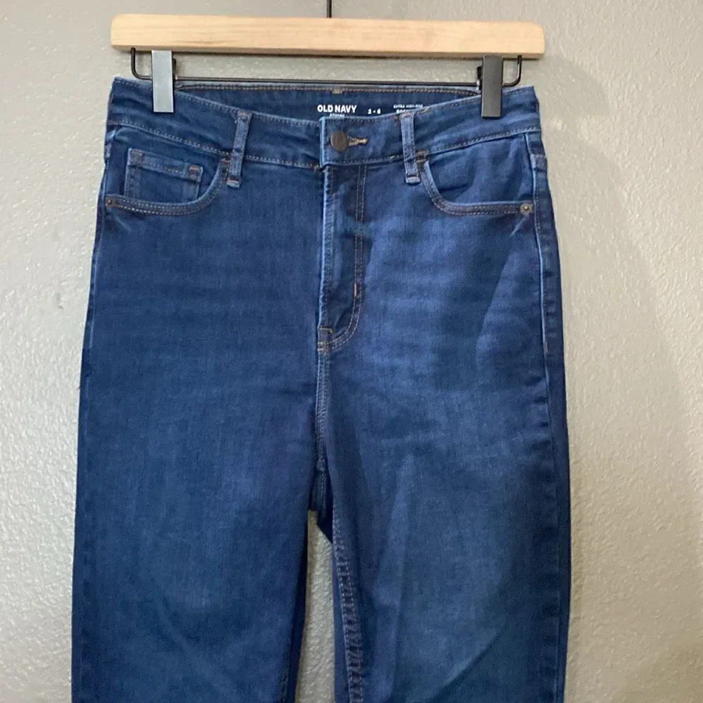 old navy forever fit 36 Cher Dark Denim Wash raw hem Skinny Jeans